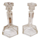 Paire bougeoirs verre