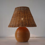 Elm and wicker ball lamp