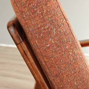 Vintage Wooden Armchair Tweed Upholstery Cushions Mid Century Design