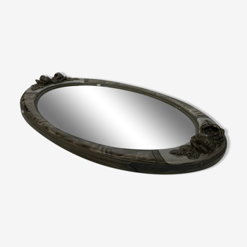 Miroir ovale bois sculpté 30x50cm