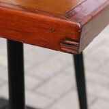 Modernist wood & steel coffee table France 1950s