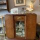 Art Deco wooden sideboard with mirror and marble
