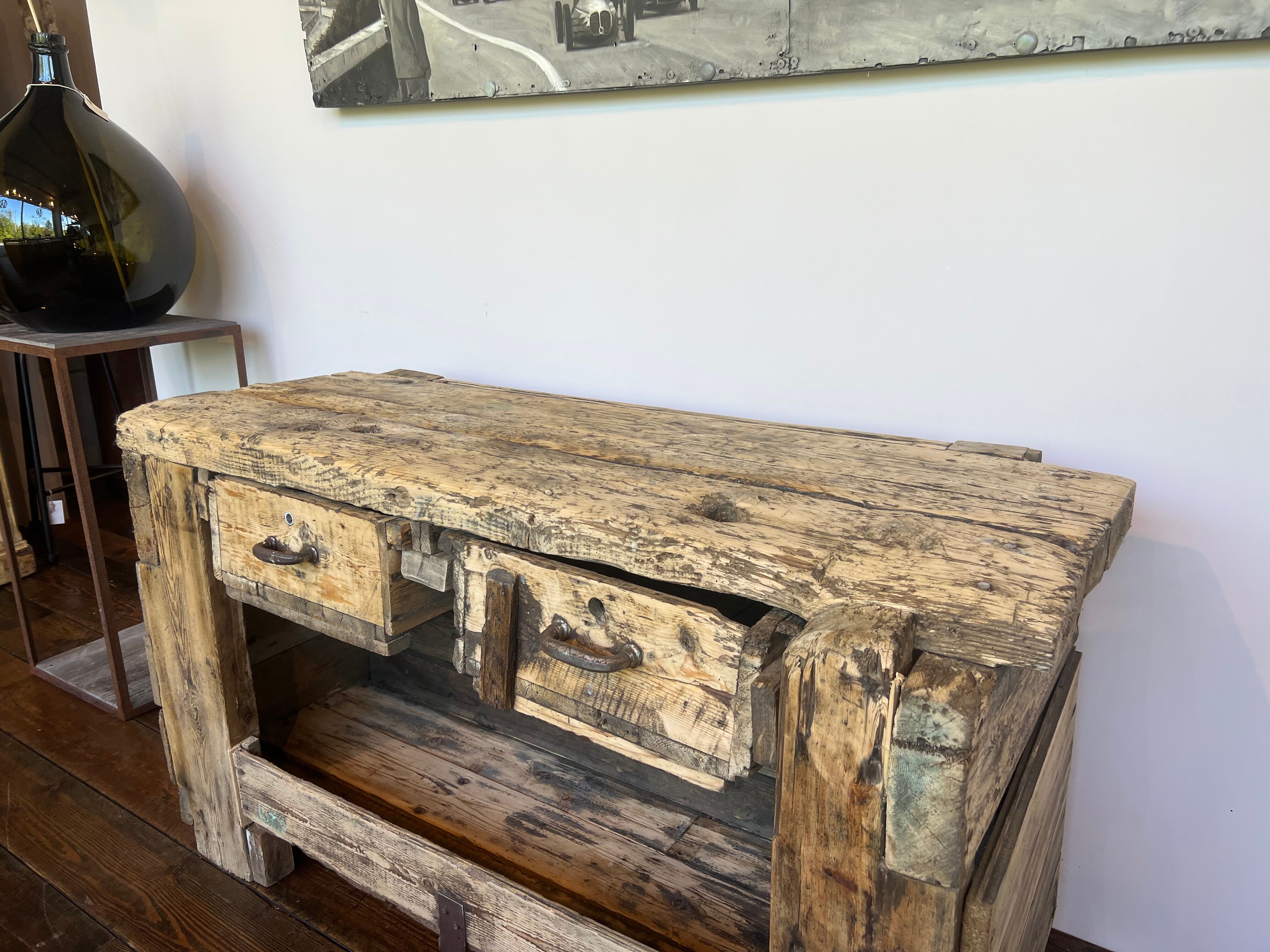 Raw wood workbench