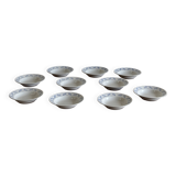 Set of 10 small soup plates with blue flower frieze pattern