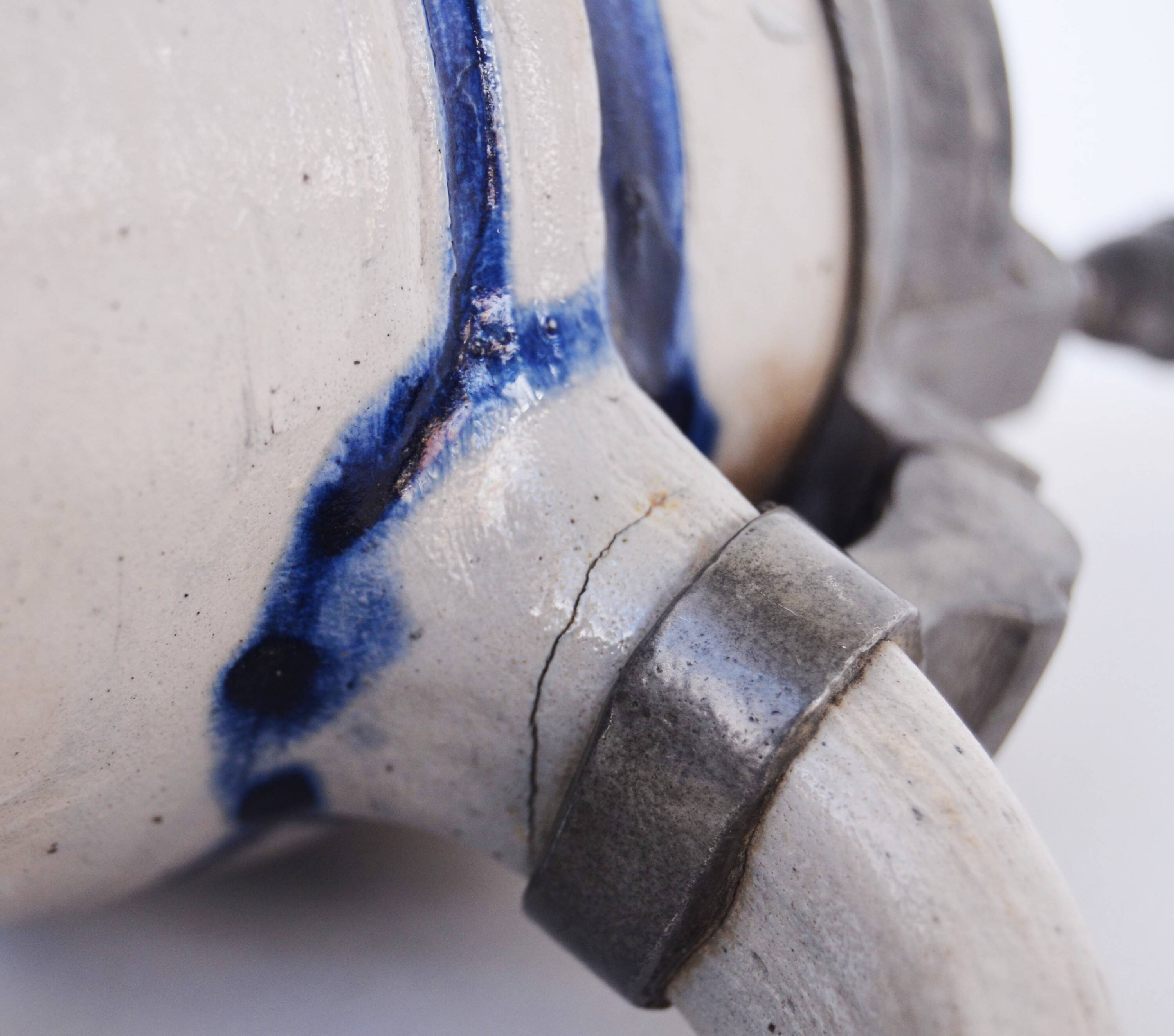 19th Century German Glazed Westerwald Pitcher Biedermeir 2,5L