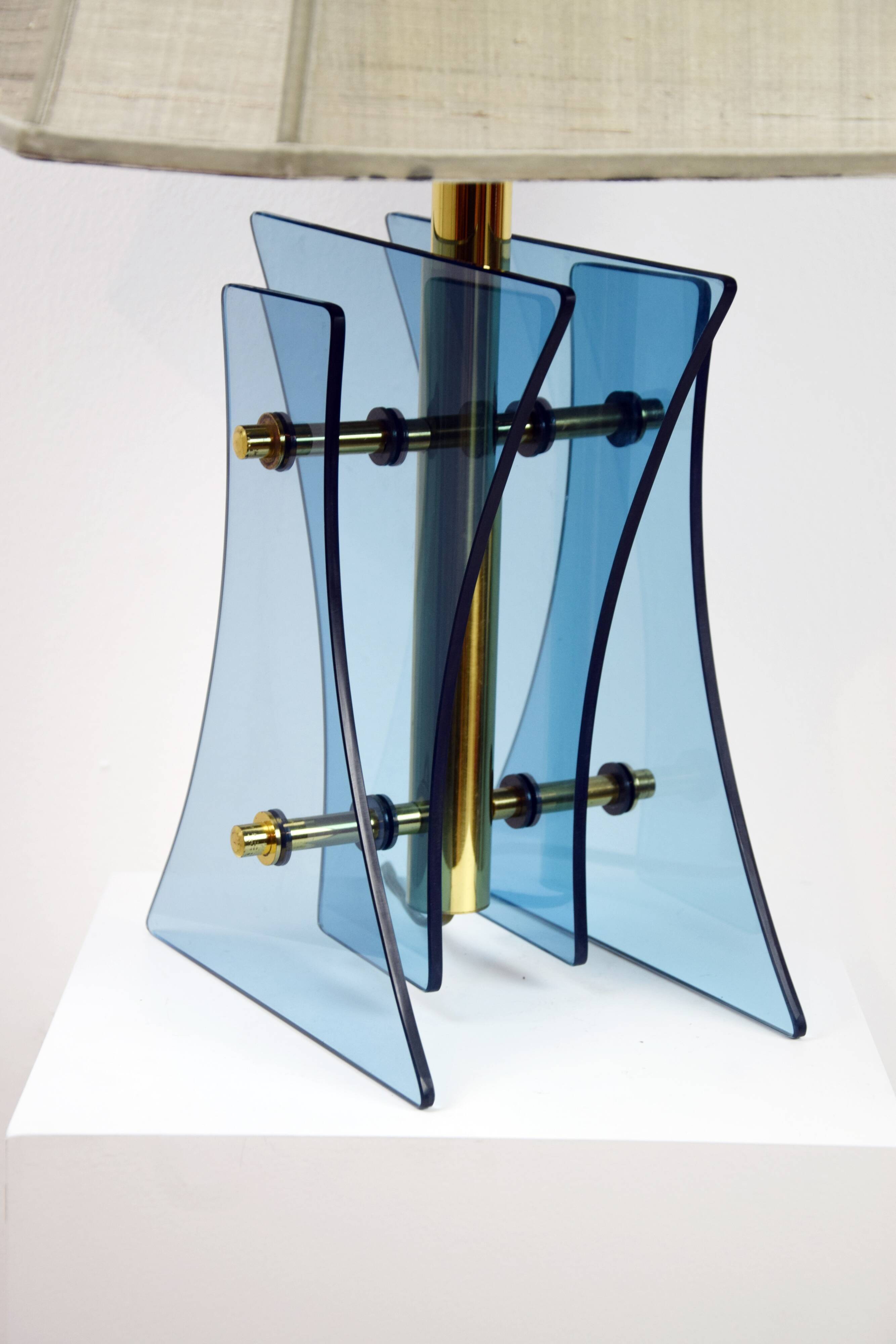 Lampe italienne, piètement en verre, années 60