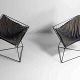 Set of two "Oti" wire lounge chairs by Niels Gammelgaard for IKEA, 1980s