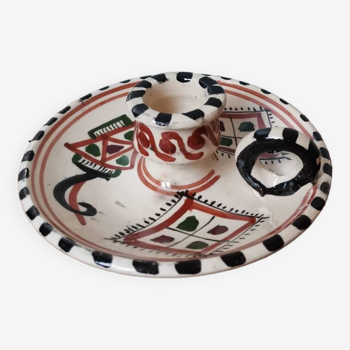 Vintage artisanal ethnic handmade ceramic candle holder