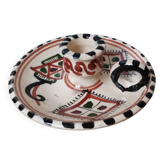 Vintage artisanal ethnic handmade ceramic candle holder