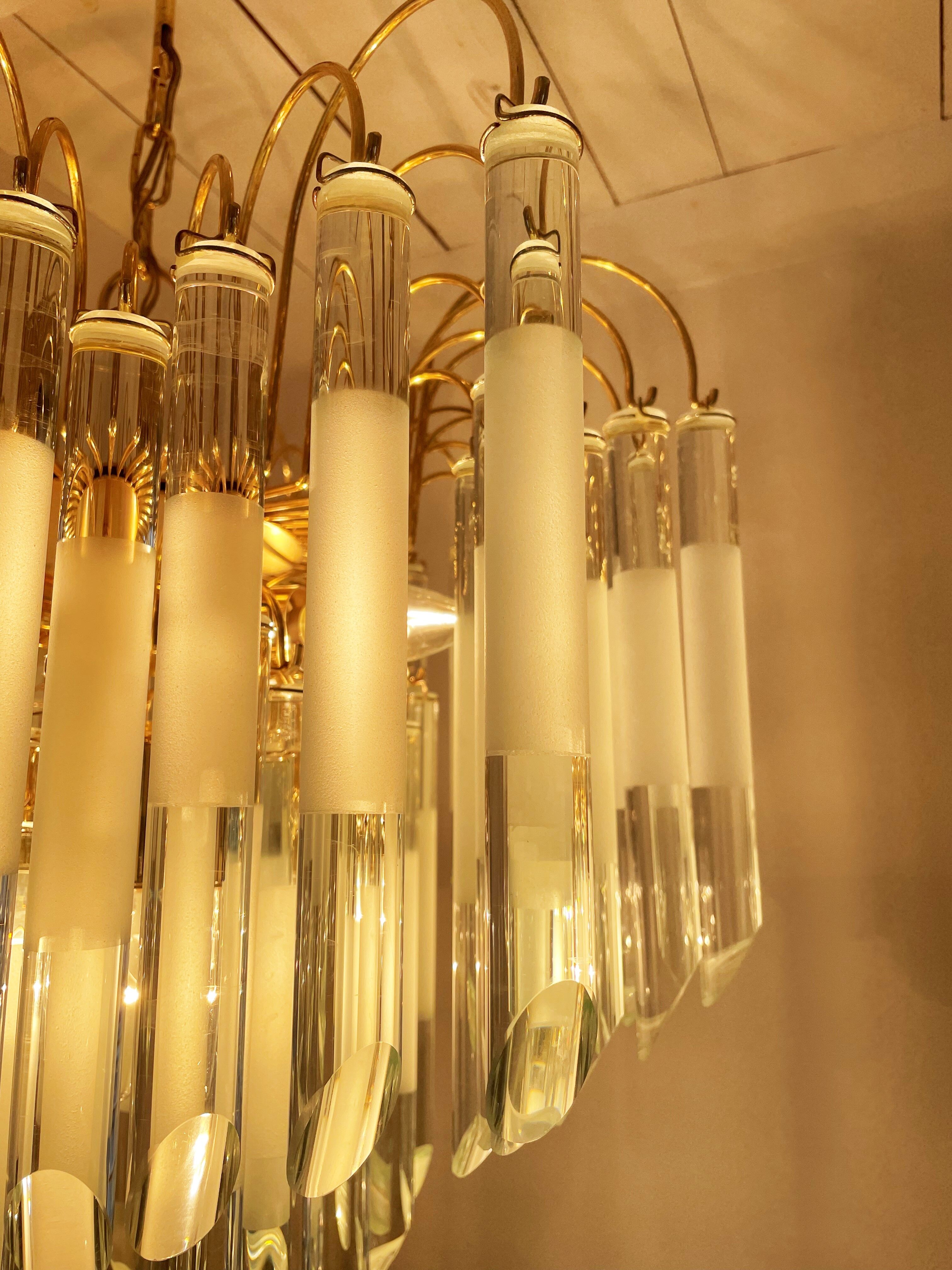 Vintage italian brass and glass chandelier, 1970s