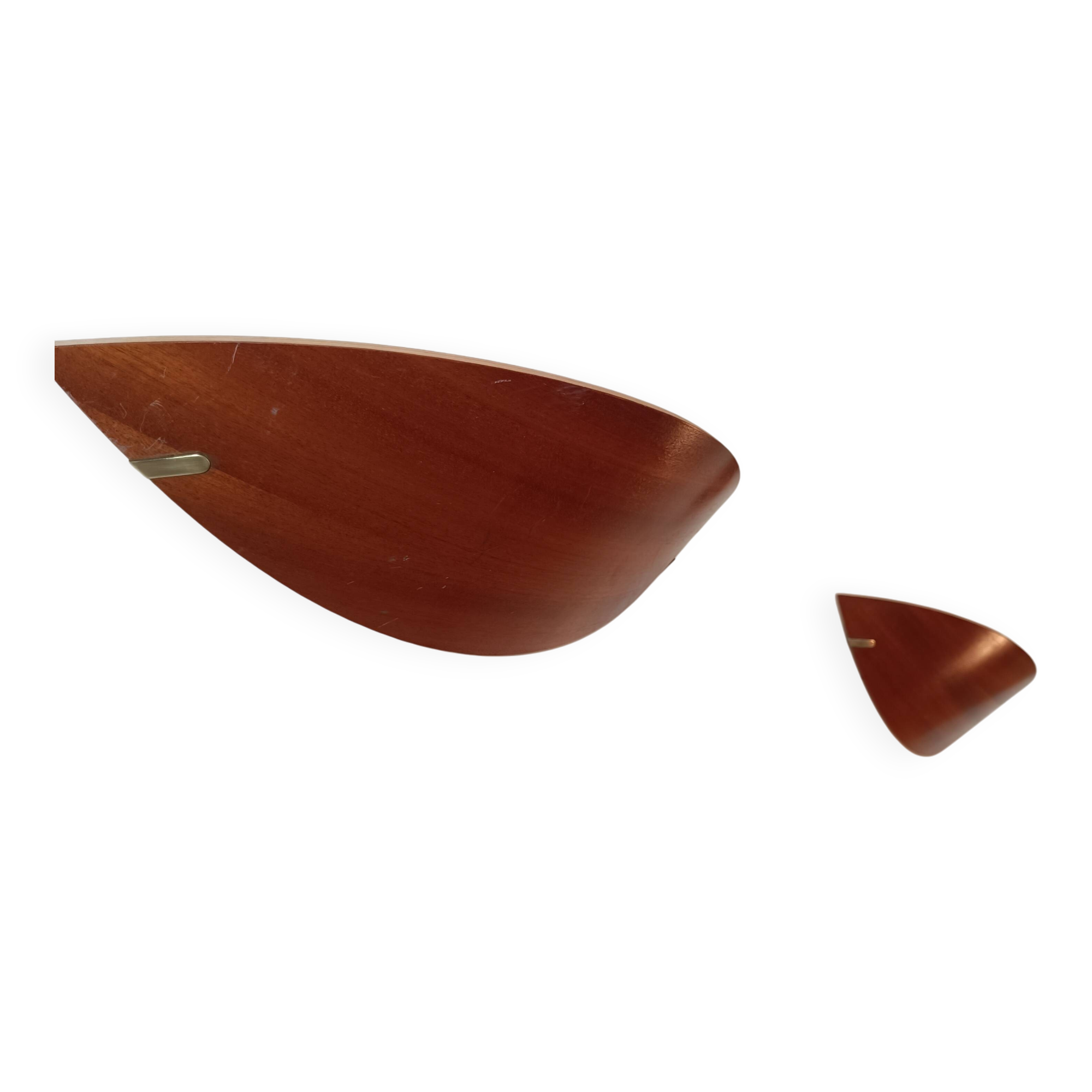 Paire d'appliques en bois et laiton par Declic 1980