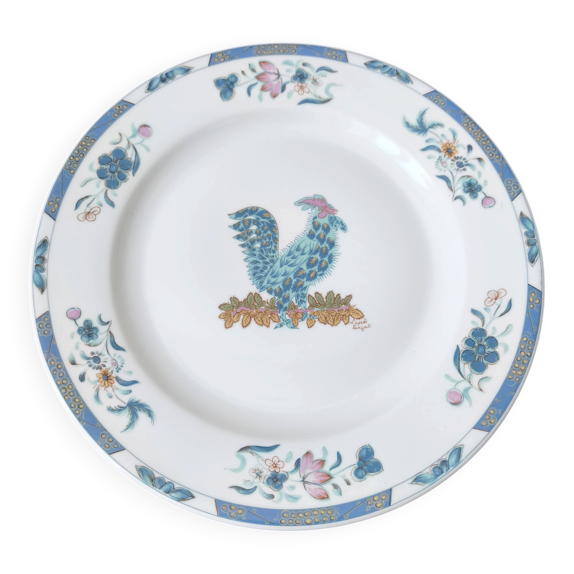 Large presentation plate in Limoges porcelain Bernardaud — Jean Lurçat