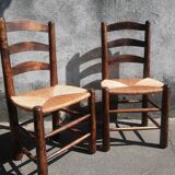 Pair of brutalist wood mulched chairs