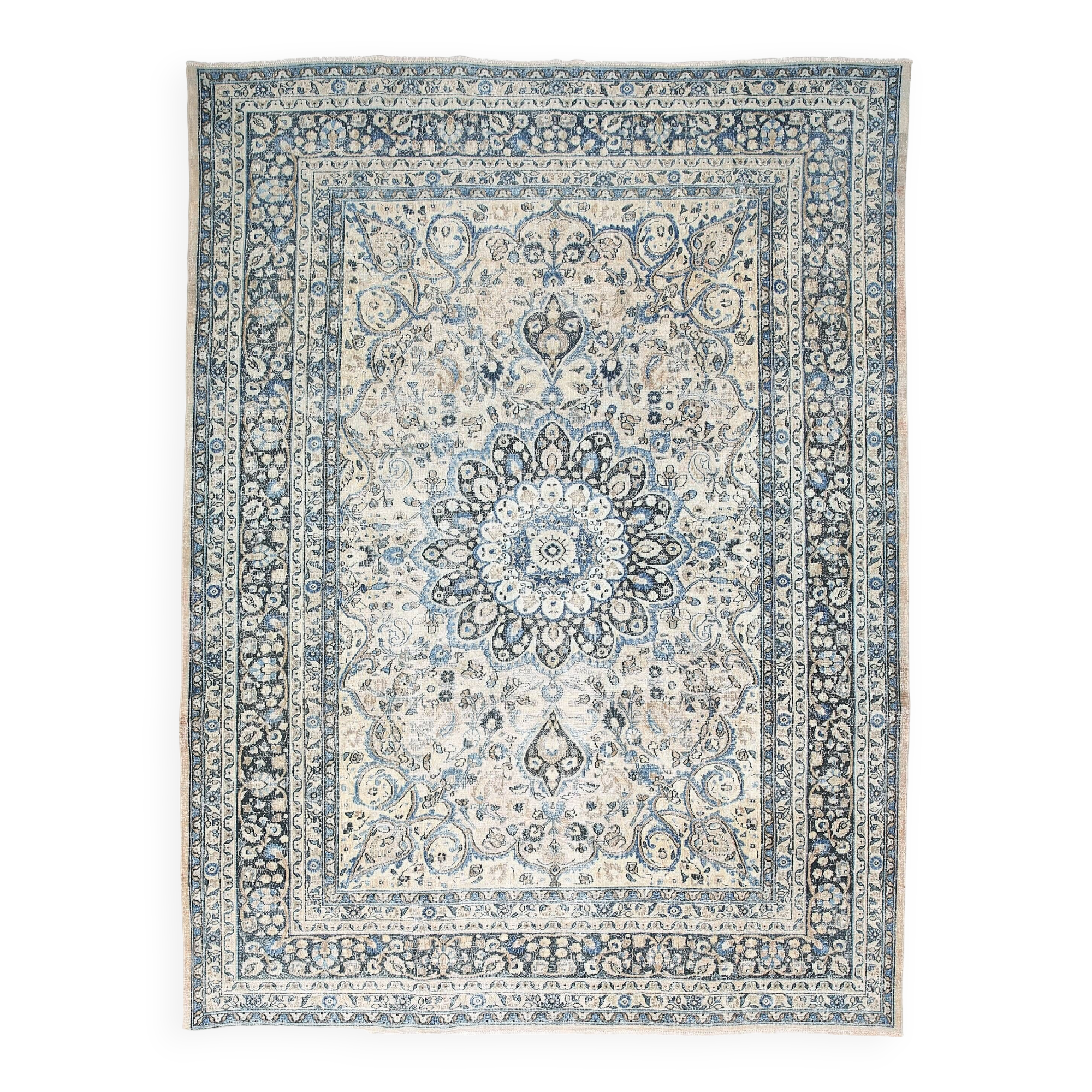 8x11 Rug For Living Room Navy Blue Antique Persian Rug, 260x343Cm