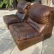 Pair of vintage leather armchairs / fireside chairs / clubs, 1970s