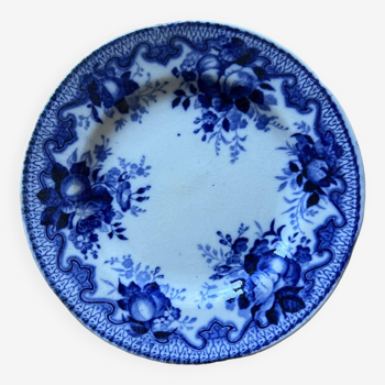 Assiette plate bleu colbalt Creil et Montereau