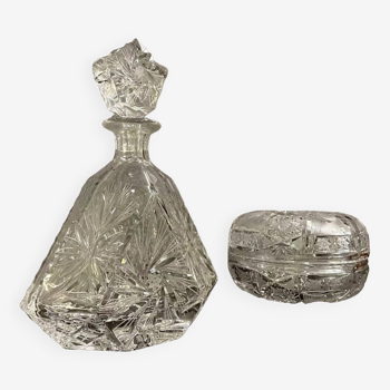 Magnifique série de 2 pièces en cristal ciselé époque art déco
