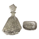 Magnificent series of 2 pieces in chiseled crystal art deco period