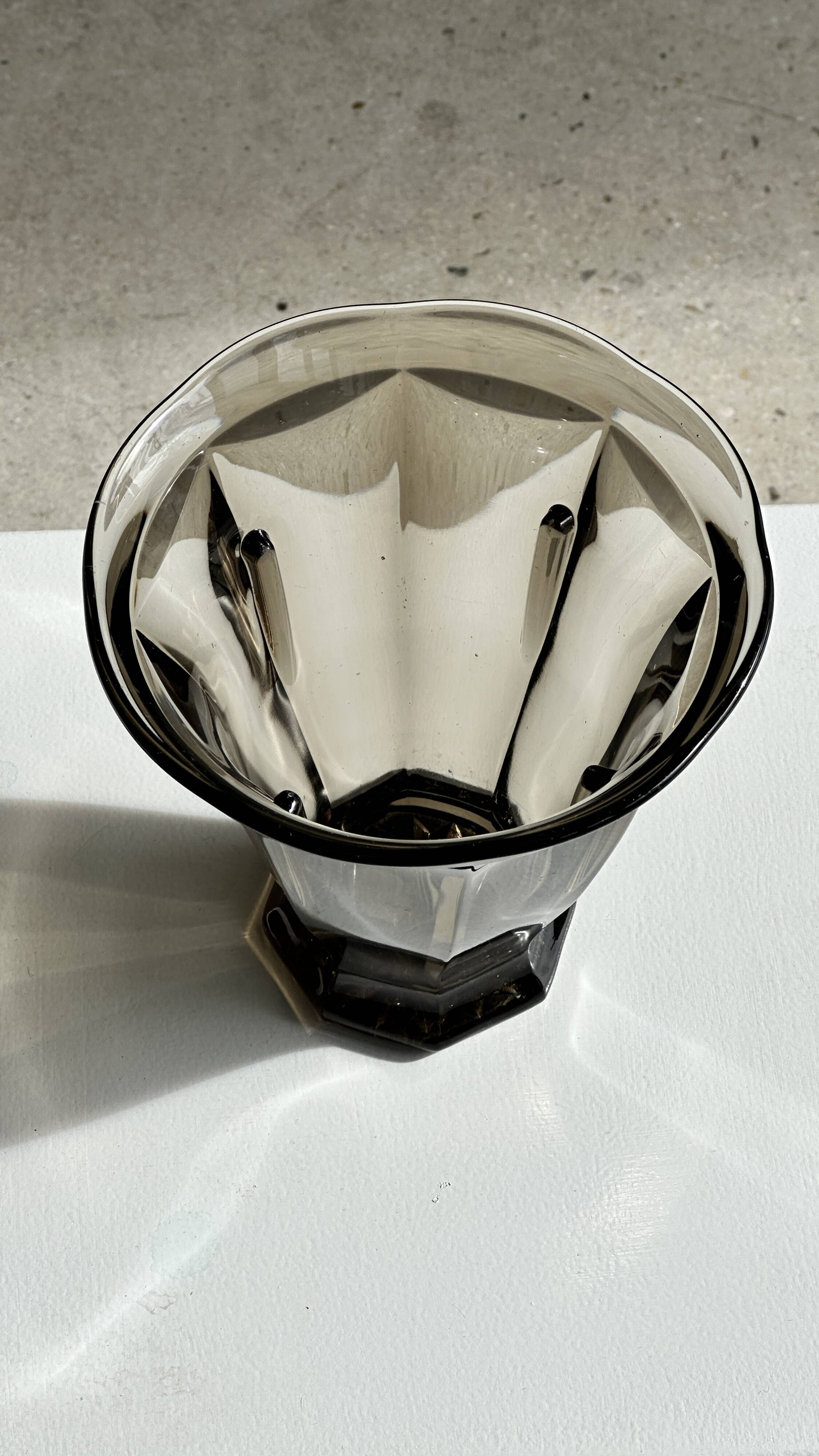 Smoked molded glass vase H:17cm