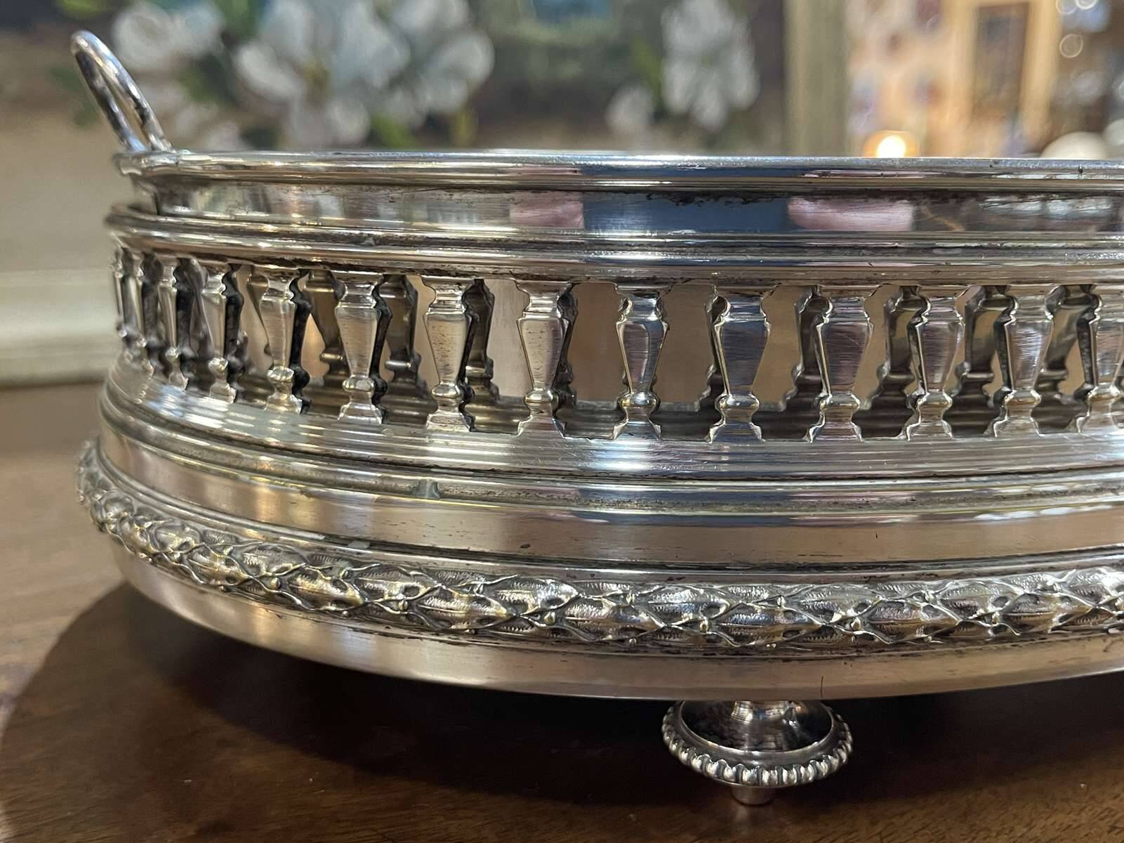 Silver-plated metal table planter from the 1930s