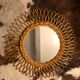 Vintage round rattan mirror 60s, 55 cm