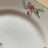 6 vintage plates in white Limoges porcelain signed TLB, flowers