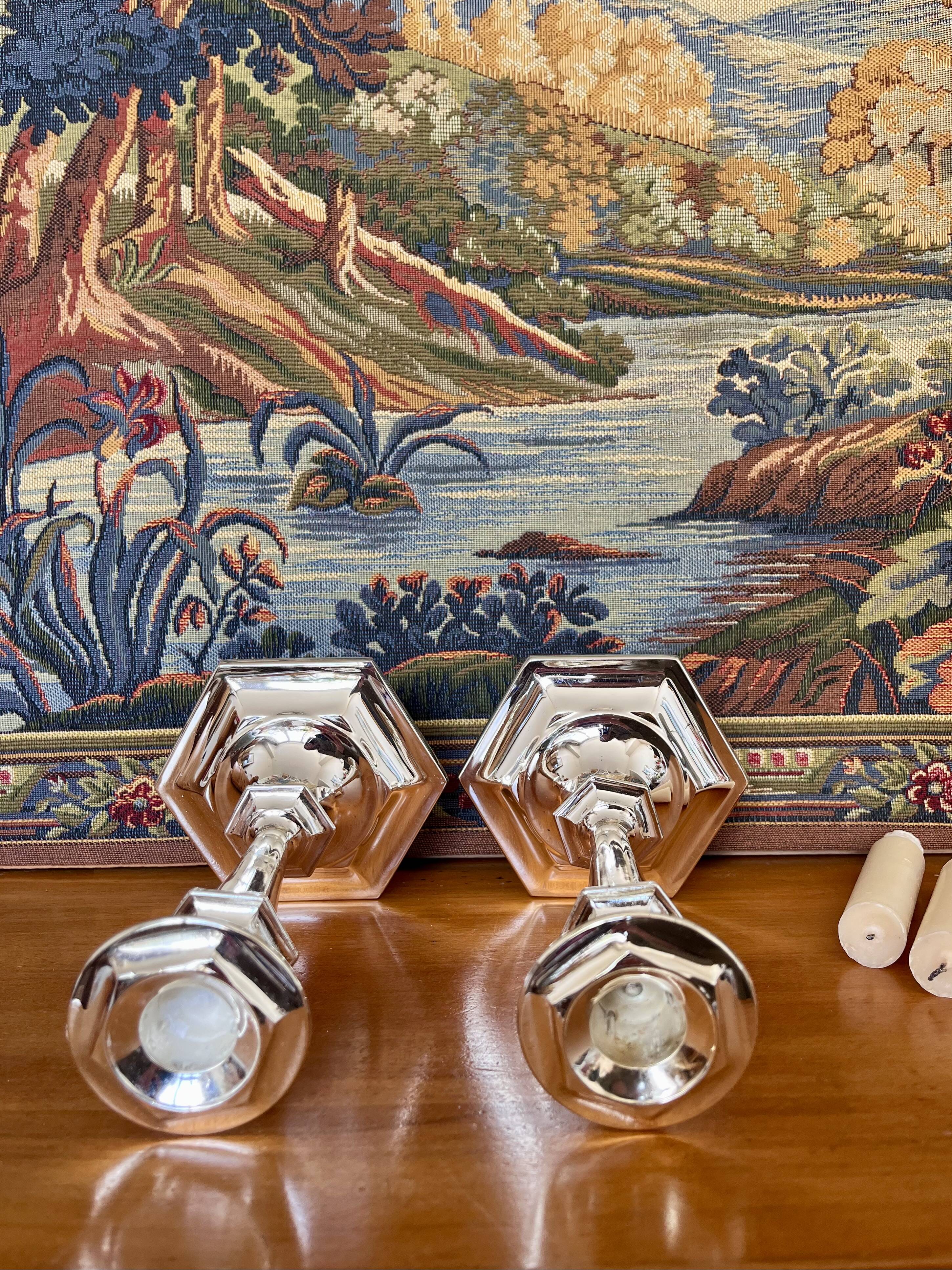 Pair of silver candlesticks