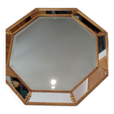 Octagonal mirror with golden wood frame