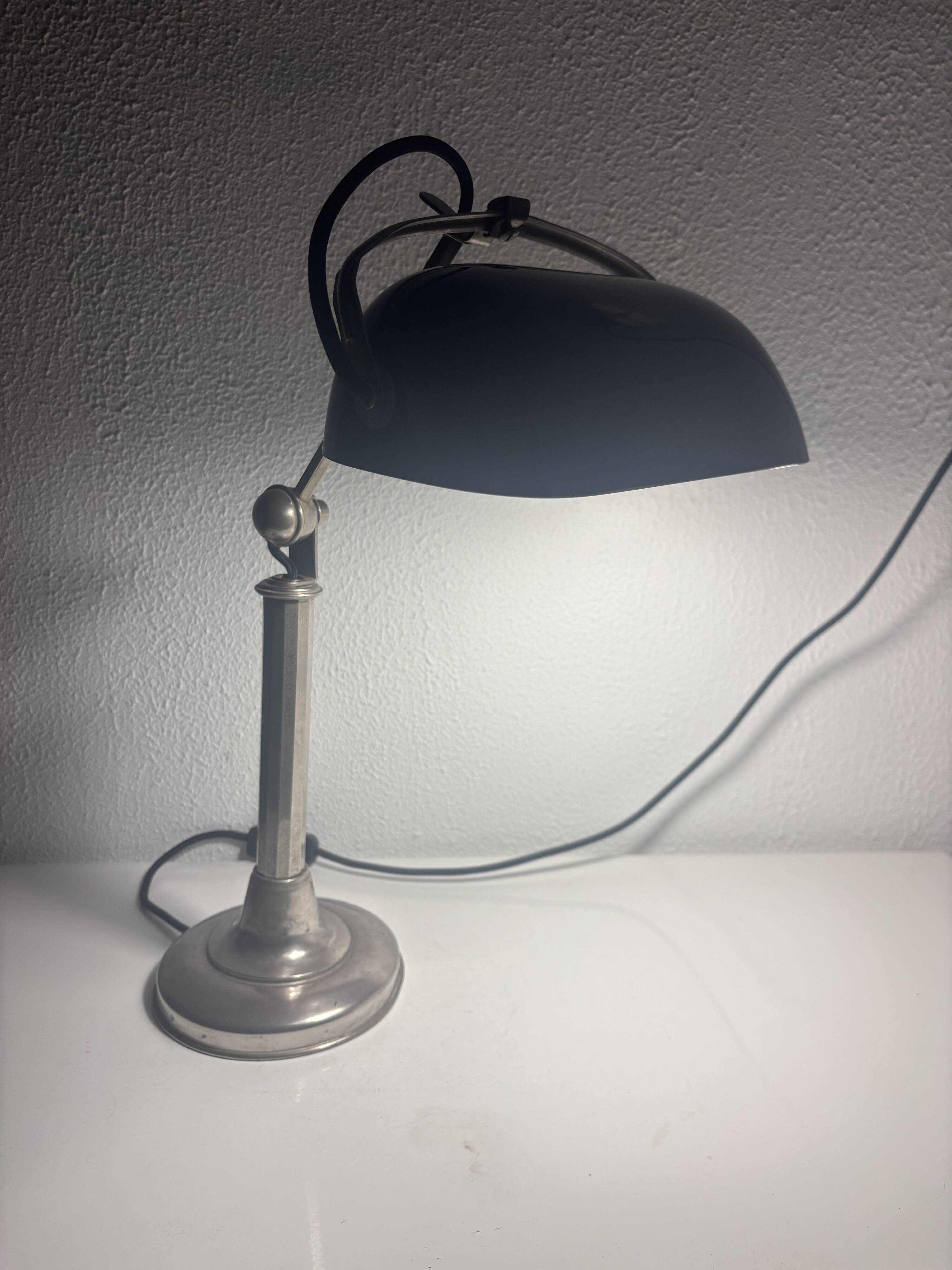 1930s vintage lamp Pirouett Art Deco black opaline - 45 cm