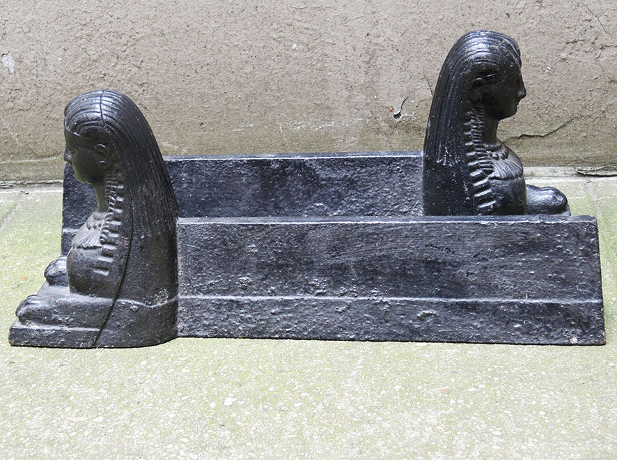 Old cast iron sphinx chenets