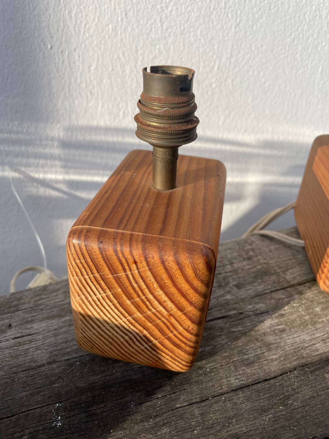 Paire de lampes chevet en bois