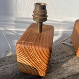 Pair of wooden bedside lamps