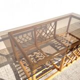 Rattan and smoked glass coffee table