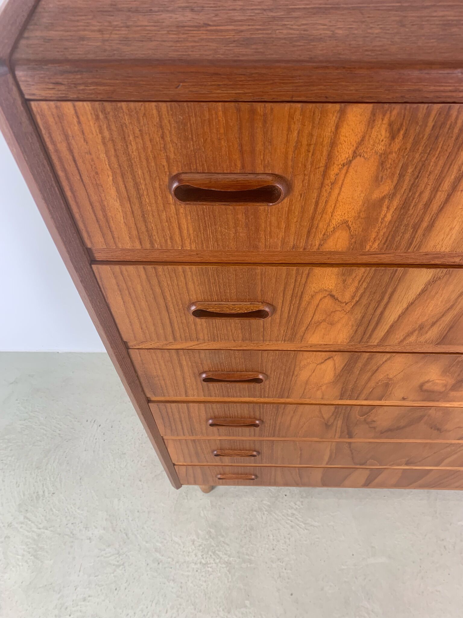 Danish teak chest of drawers tallboy midcentury 1960s