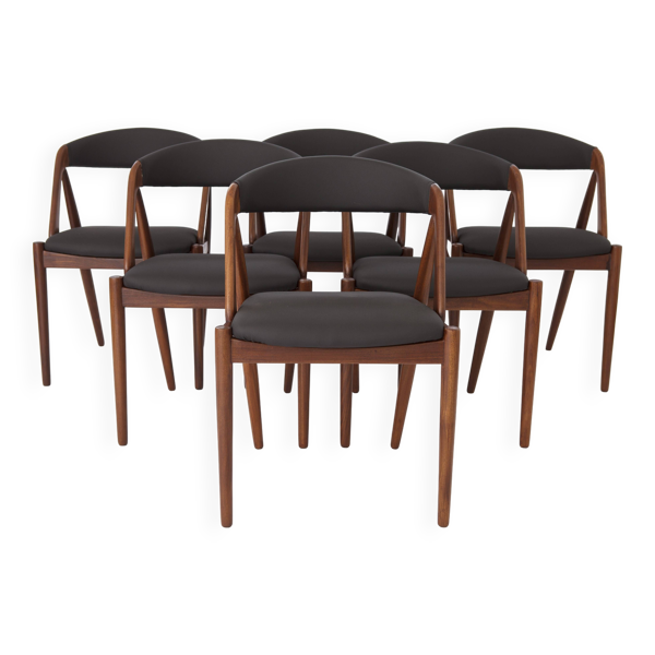 6 chaises vintage Kai Kristiansen, modèle 31, chaises de salle à manger, années 1960, bois de teck