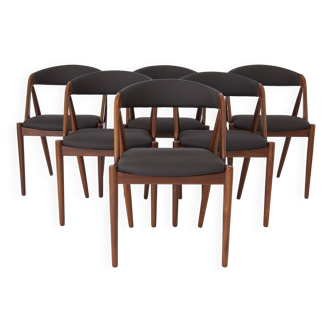 6 Kai Kristiansen vintage chairs, model 31, dining chairs, 1960s, teak wood