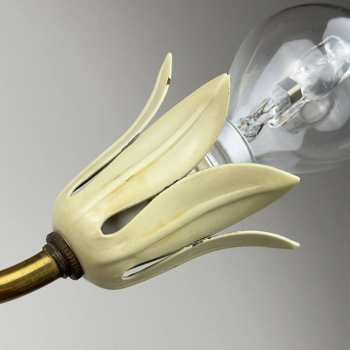 Antique brass and glass chandelier in the style of Pietro Chiesa for Fontana Arte, Italy, 1930s.