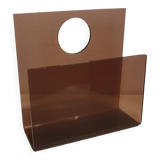 Smoked plexiglass magazine holder 70s.