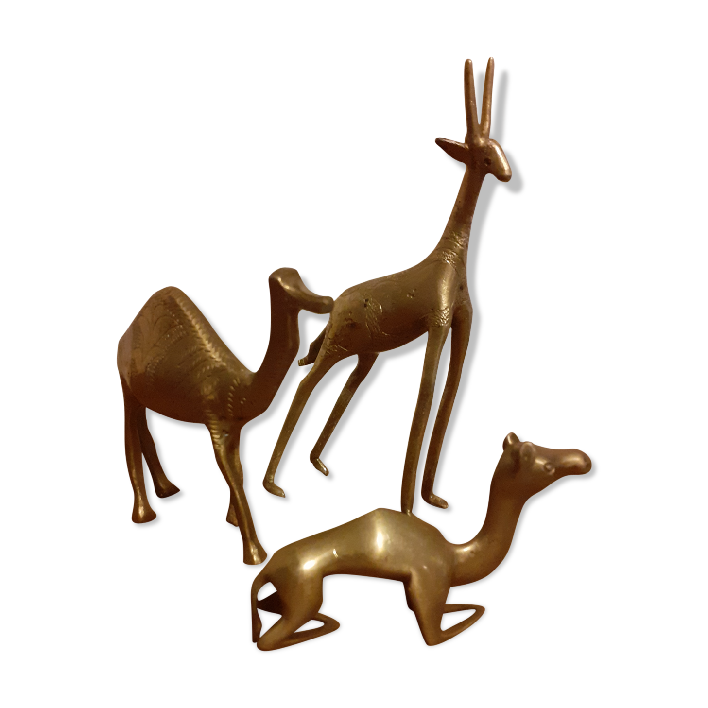 Lot of three brass animals