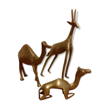 Lot of three brass animals