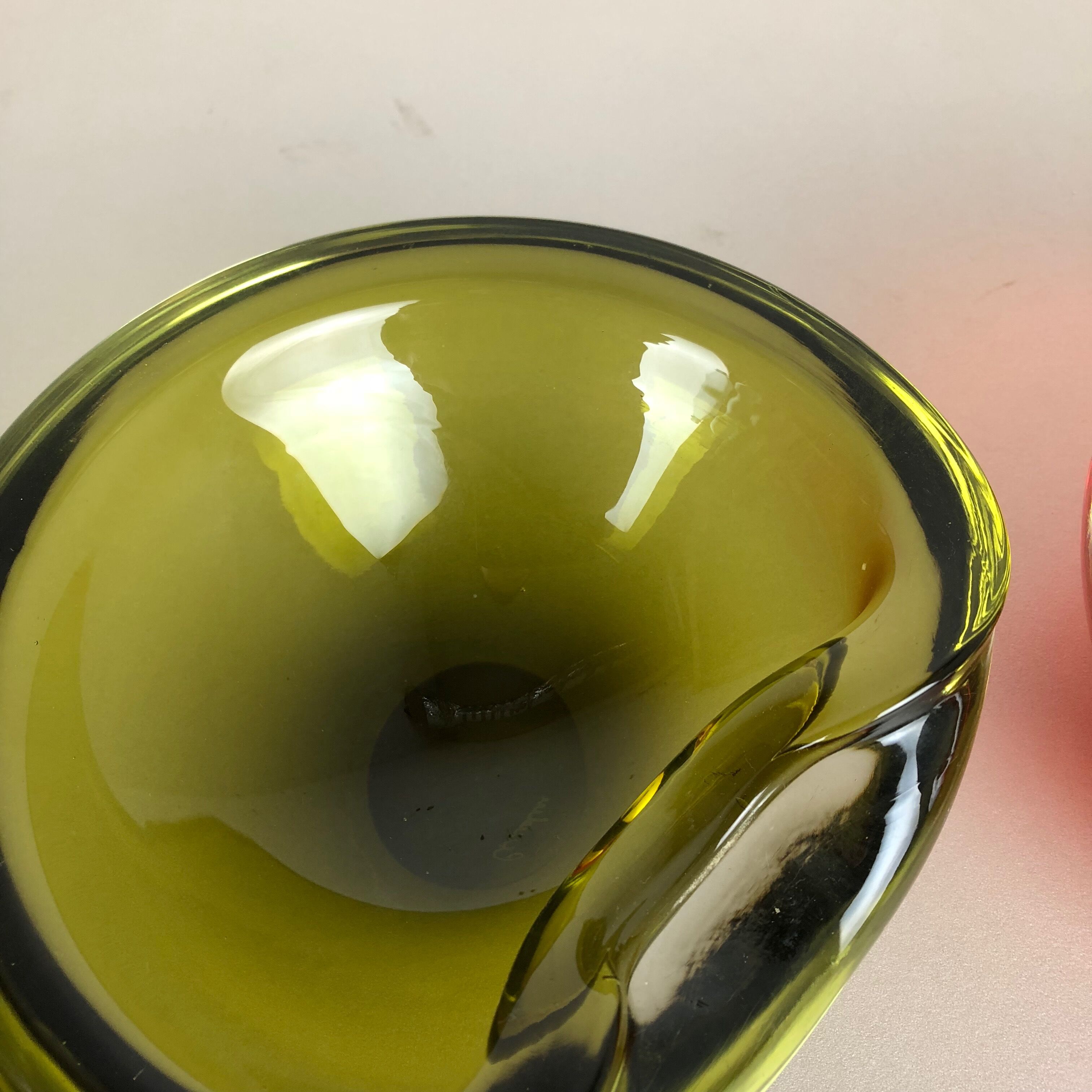 Murano Sommerso glass shell bowls Cenedese Vetri, 1960s