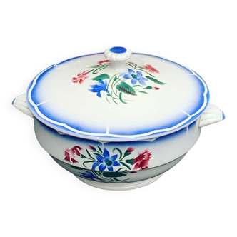 Earthenware tureen, flowers, Elorn model, Digoin and Sarreguemines, France, old and collector