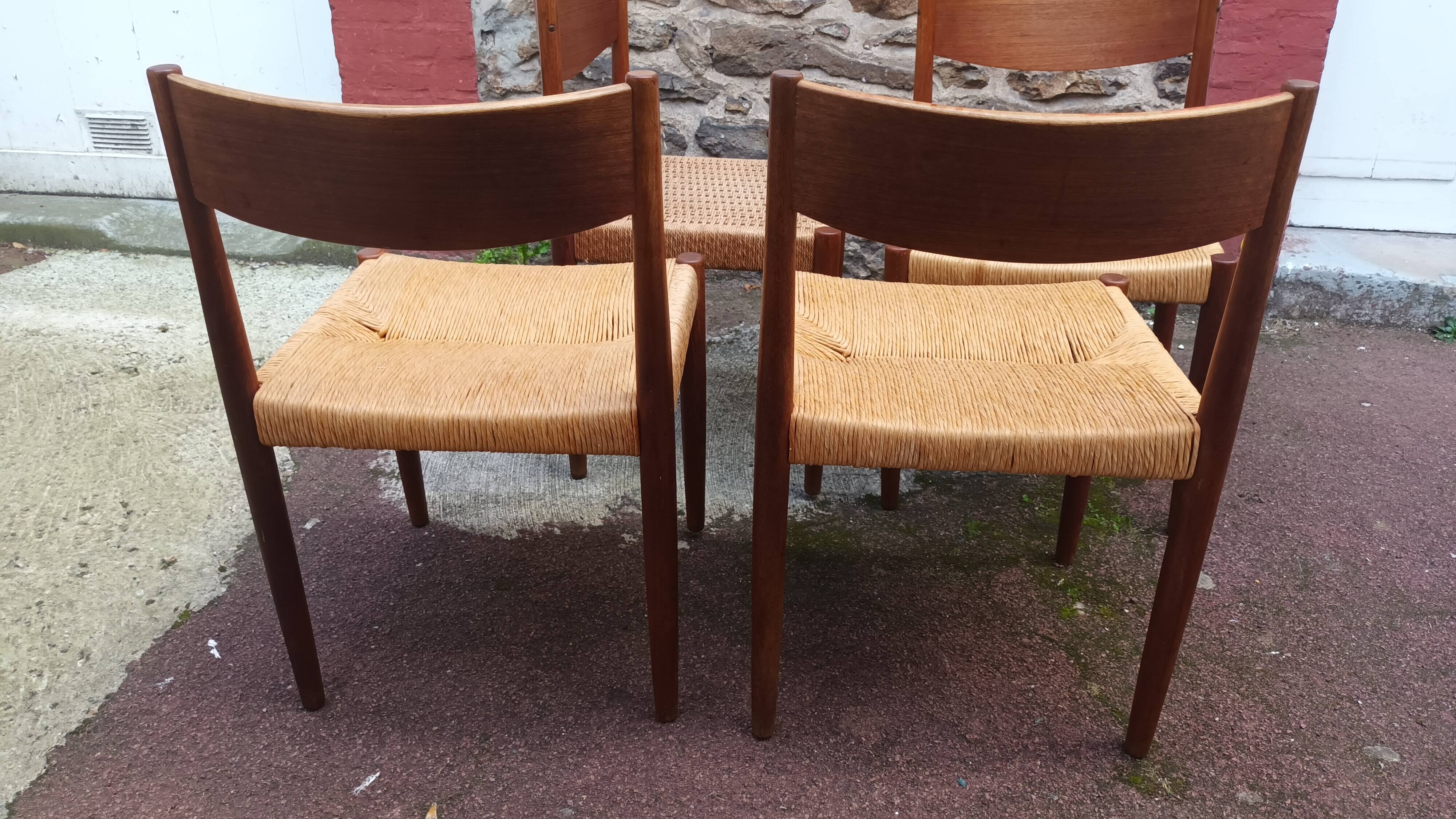 4 Danish chairs by Poul Volther for Frem Rolje, 1960s.