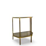 Table d'appoint italienne demi-hexagonale en laiton des années 1970.