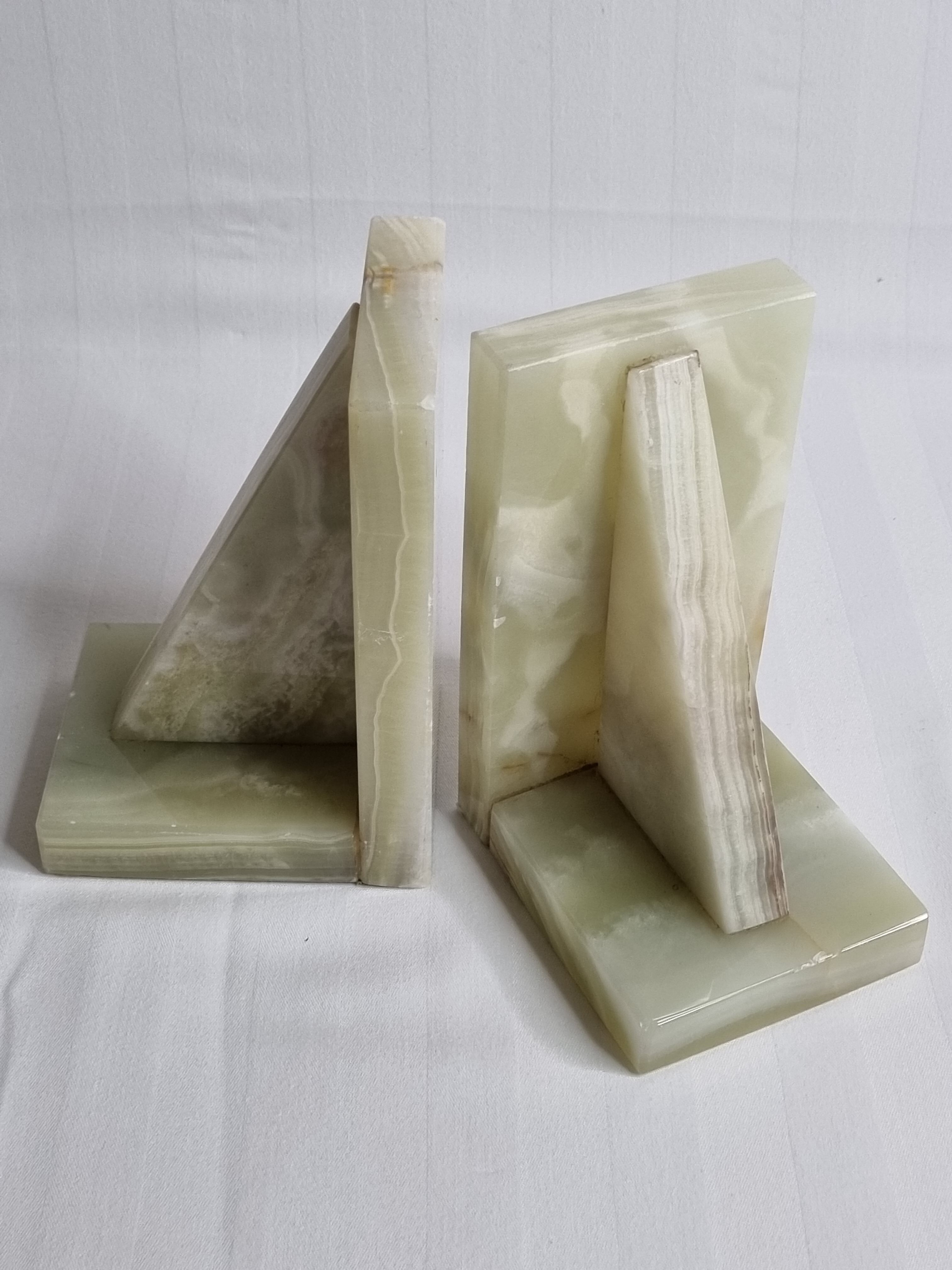 Pair of vintage onyx bookends, 70s, 14.5 cm