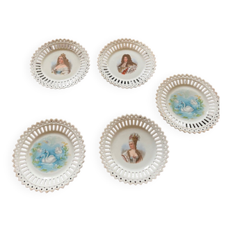 5 porcelain plates from Saxony late nineteenth century