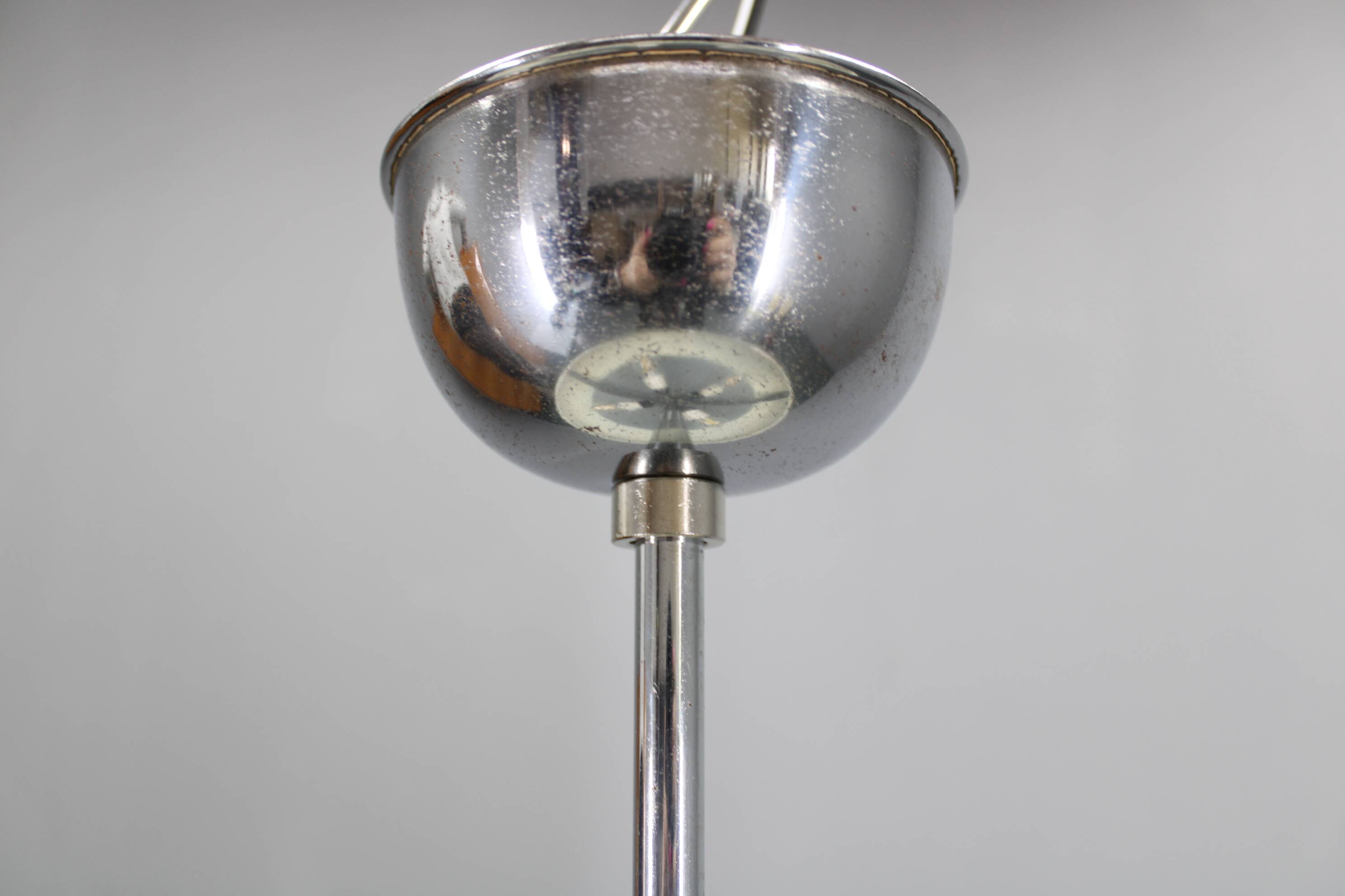 1930s Bauhaus chrome plated chandelier "UFO" by Josef Hurka for Napako