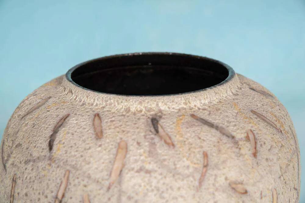 Vintage ceramic vase with glossy lava glaze, foreign vase from the 1960s.