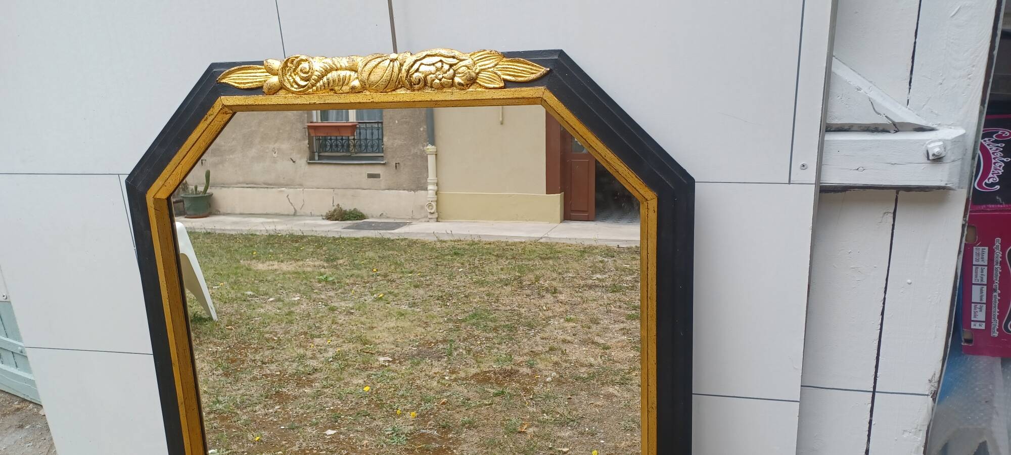Black and gold art deco style mirror - 110cm x 78cm