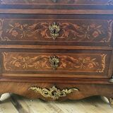 Inlaid wooden secretary, marble top. Napoleon III